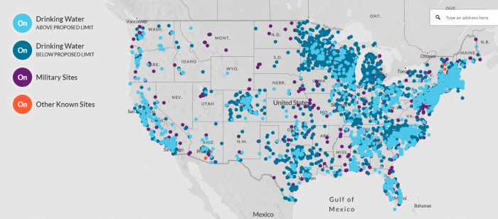 interactive map of sites with PFAS